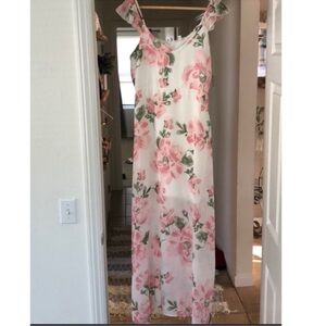 Floral Pink and White Maxi Dress